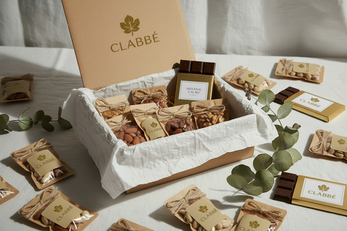 Clabbé - Abundancia de productos con logo en caja