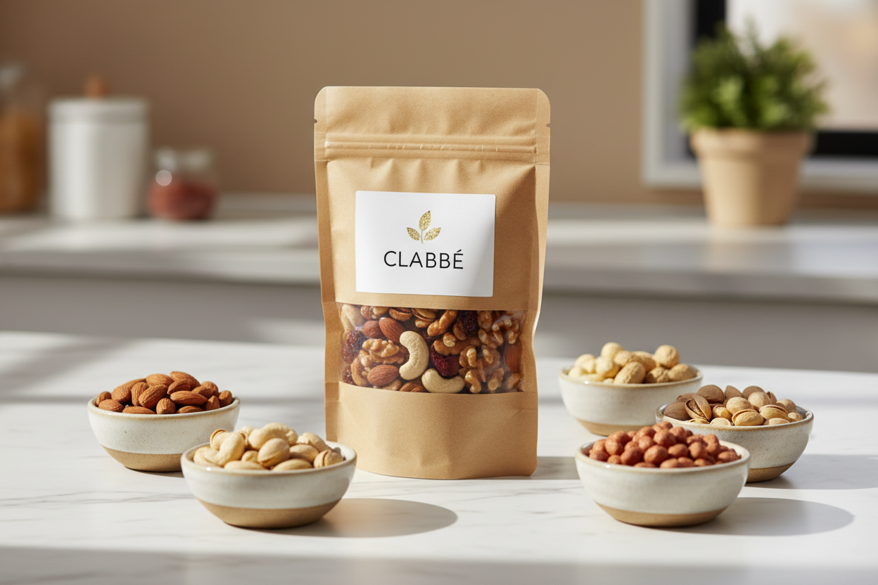 Clabbé – Bolsa mediana con logo sobre mármol